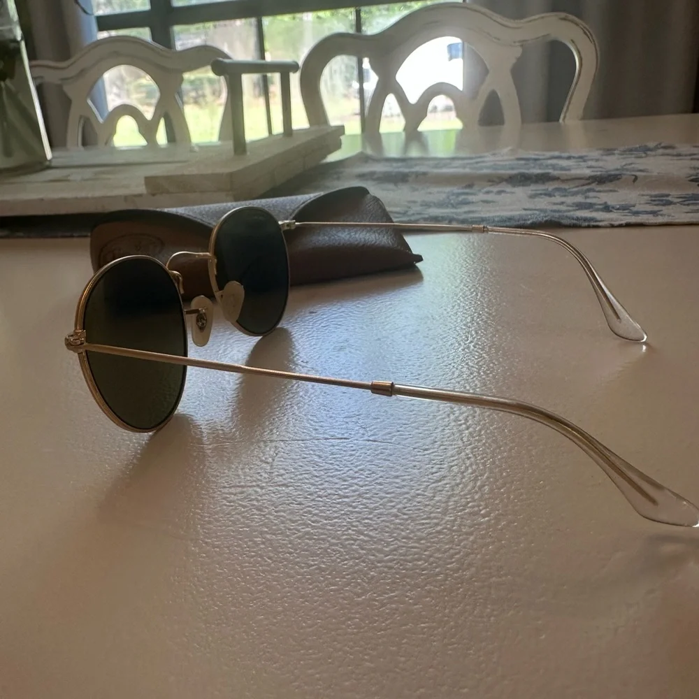 Ray-Ban Gold Frame Sunglasses with Blue Lenses